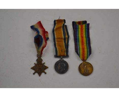 First World War British Medal trio to include 1914-15 Star, 1914-18 War Medal and 1914-19 Victory Medal impressed to 7761 Pte