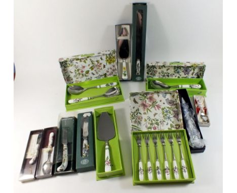 A selection of porcelain handled serving cutlery, mainly Portmeirion Botanic Garden with some Royal Worcester and Royal Alber