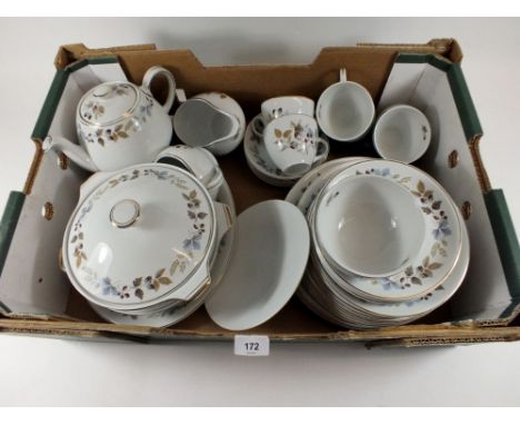 An Alfred Meakin Beechwood vintage dinner and tea service comprising: teapot, milk, sugar, six cups and saucers, six dinner p