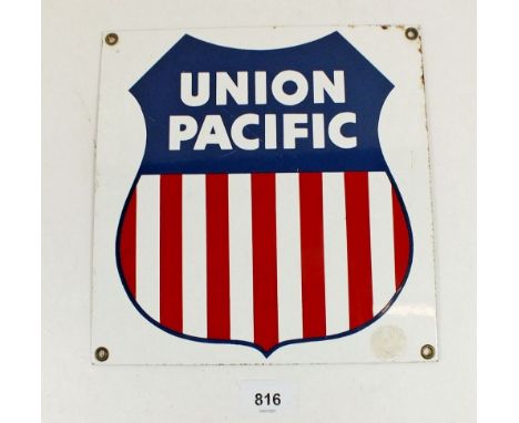A Union Pacific Railroad enamel sign - 21 x 22cm 