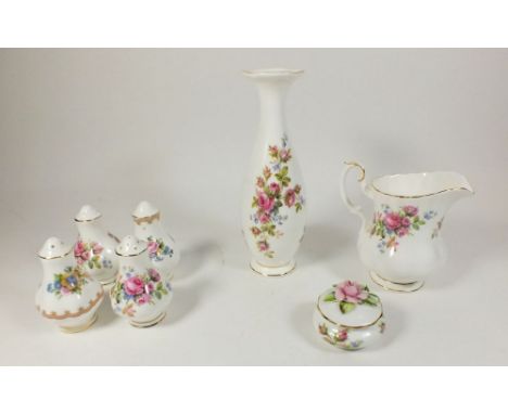 A selection of Royal Albert 'Moss Rose' dinner and tea ware consisting five cups six saucers, six cake plates, six side plate