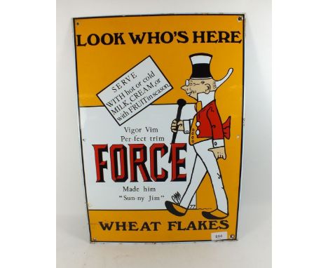 An enamel reproduction advertising sign for "Force Wheat Flakes" - 52 x 36cm 
