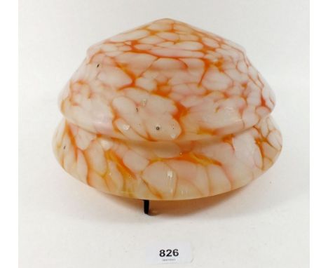 A mid 20thC mottled glass hanging ceiling light shade 