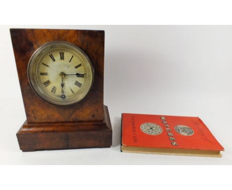 A Camerer Kuss mantel clock in walnut case (with Victoria London label) circa 1890, 24cm high with key and pendulum and book 