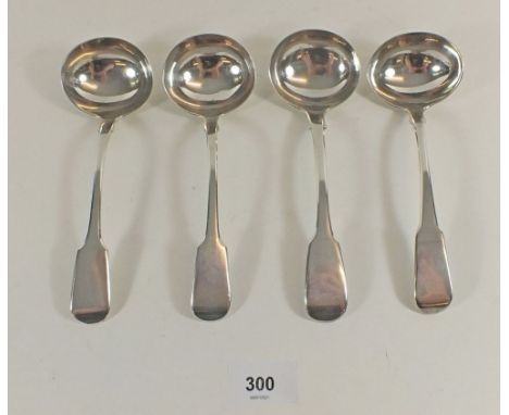 A George III silver ladle, London 1804, a William IV silver ladle, London 1832 and a pair of William IV silver ladles 1836, t