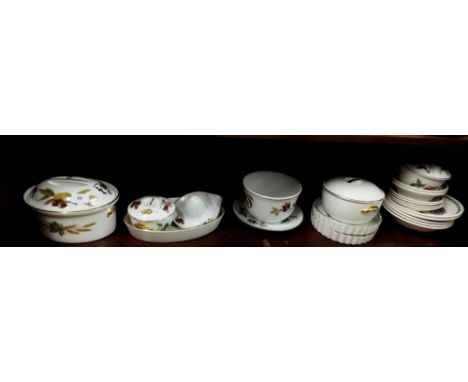A small selection of Royal Worcester Evesham dinner ware comprising two flan dishes, juicer, three soup bowls, two cereal bow