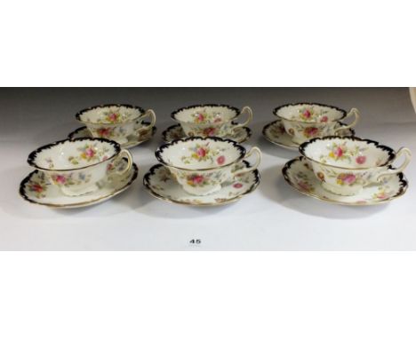A set of six Pointons floral printed cups and saucers 