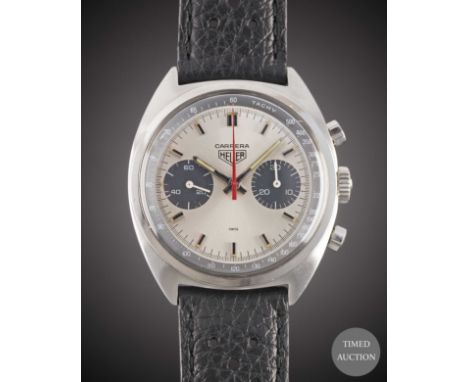 A GENTLEMAN'S STAINLESS STEEL HEUER CARRERA CHRONOGRAPH WRIST WATCH
CIRCA 1970, REF. 73353 WITH "PANDA" DIAL
Movement:&nbsp;1