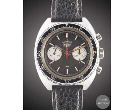 A GENTLEMAN'S STAINLESS STEEL HEUER AUTAVIA CHRONOGRAPH WRIST WATCH
CIRCA 1970s, REF. 73363
Movement:&nbsp;17J, manual wind, 