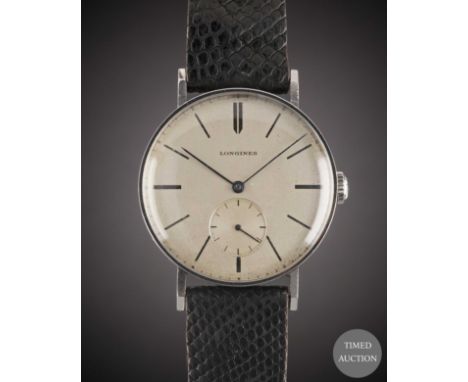 A GENTLEMAN'S STAINLESS STEEL LONGINES "CALATRAVA" WRIST WATCH
CIRCA 1939, REF. 20839
Movement:&nbsp;Manual wind, cal. 12.68Z