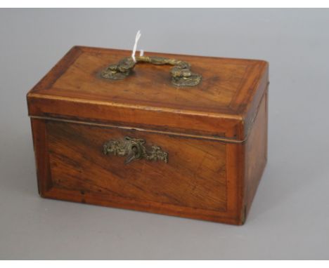 A mahogany and satinwood Georgian tea caddy length 19cm
