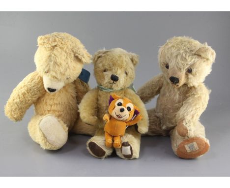 Three bears, Jerry mouse, two Chad Valley bears 1950's and other synthetic plush, tallest 14in.