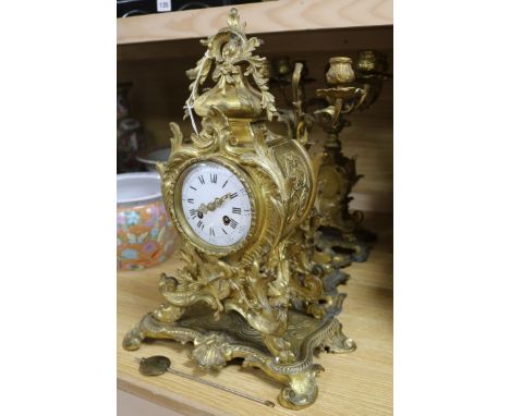 A French ormolu clock garniture Height 44cm
