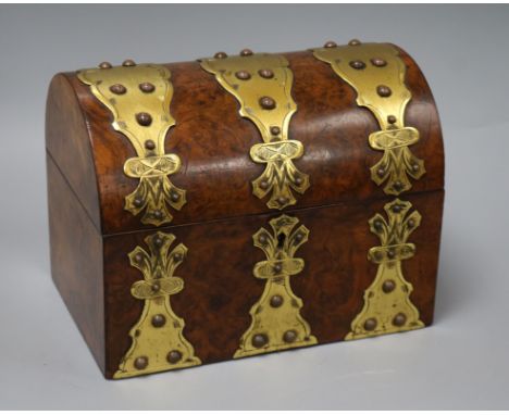 A Victorian burr walnut and ormolu tea caddy Length 25.5cm