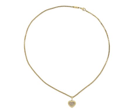 CHOPARD: 'HAPPY DIAMONDS' PENDANT/NECKLACETrio of brilliant-cut diamonds within glazed compartment,  signed Chopard, numbered