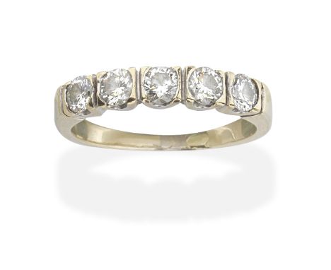 DIAMOND FIVE-STONE RINGBrilliant-cut diamonds, diamonds approx. 0.95ct total, ring size approx. NFor further information on t