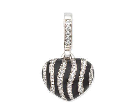 THEO FENNELL: DIAMOND AND ENAMEL HEART PENDANT, 2010Brilliant-cut diamonds and black enamel, mounted in 18 carat white gold, 