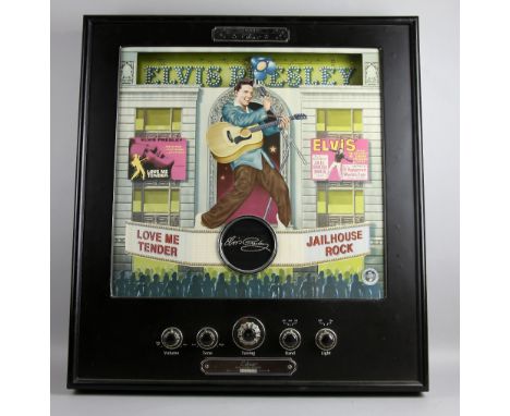Elvis Presley collectors series framed radio montage with poster and background light, Limited edition 1200/6000 with instruc