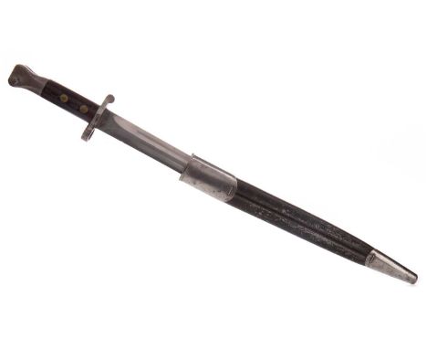 VICTORIAN BAYONET BY WILKINSON,War Deptartment issue, with stamped marks to blade base, grip and hilt, housed in metal mounte