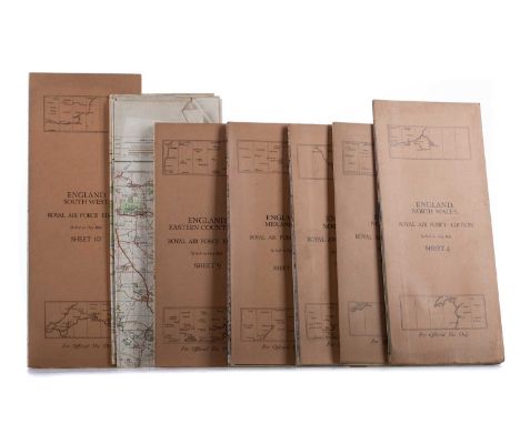 COLLECTION OF WWII PERIOD RAF MAPS,comprising Salisbury Plain, Isle of Wight, The Orkeney Islands, England S.E. & London (2x)