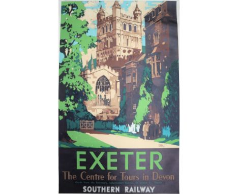 After Leslie Carr (1891-1969)ExeterThe Centre for Tours in DevonSouthern Railways Travel Poster Lithograph printed in colours