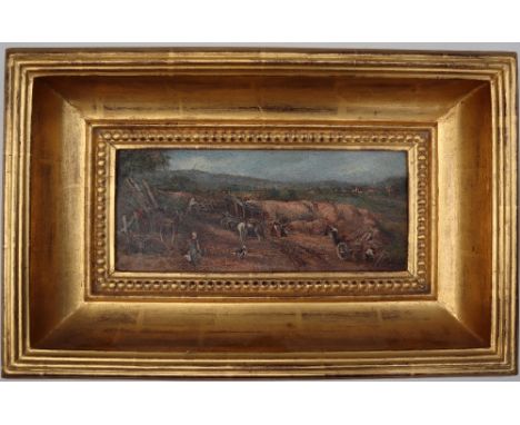 Circle of John Constable R.A. 1776-1837Sandpit, Henfield, SussexOil on panel11 x 27cm bears a label to the reverse"Provenance