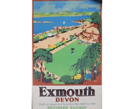 After Leslie Carr (1891-1969)Exmouth, DevonSouthern Railways Travel Poster Lithograph printed in colours by McCorquodale & Co