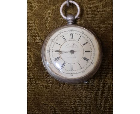 1879 Chester silver cased Marine decimal chronograph, runs intermittently.