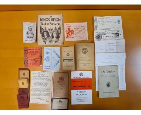 Mixed local and other ephemera including Edison Bell phonograph catalogue, Gainsborough Round Table soccer programme, Lincoln