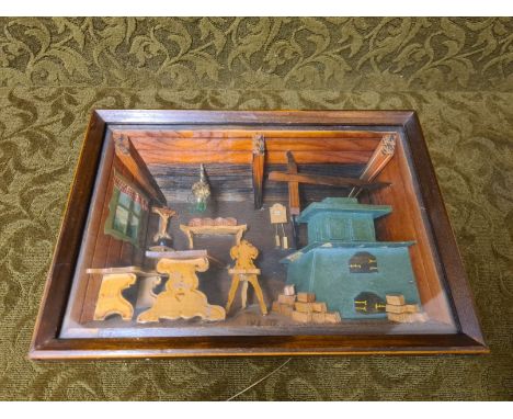 Swiss Thorens Blauer Tango illuminated model kitchen with musical movement.28cm x 21cm.