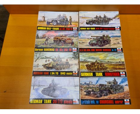 8 x ESCI 1/72 scale WWII military models as pictured, all complete.