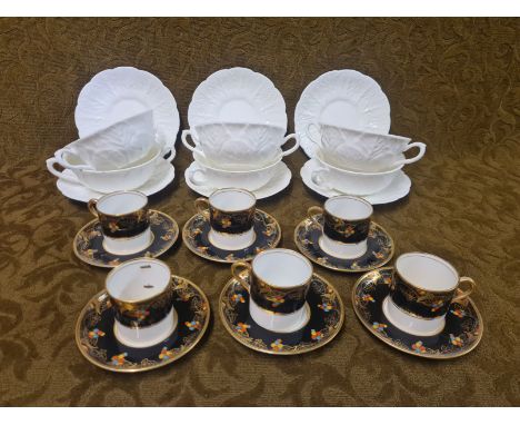 6 x Coalpoort cabbage leaf soup bowls and saucers and an Aynsley coffee set. Cabbage ware in perfect condition.  Aynsley has 