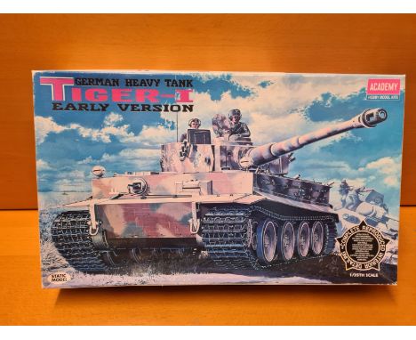 Academy Hobby Model 1/35 scale German Tiger-1 heavy tank, early version with complete interior.