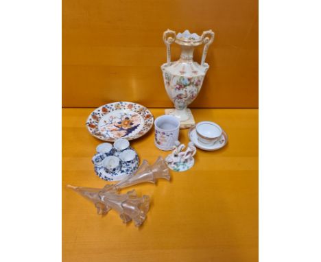 Victorian and later pottery, porcelain and glassware to include Royal Crown Derby Imari pattern plate, Meissen Putti figure (