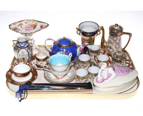 Noritake coffee ware, Cabinet cups and saucers, Limoges lidded dish, Links of London ruler, etc.