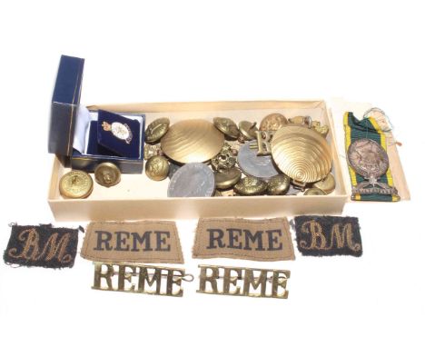 54536 CPL. R.H. Davidson REME for Efficient Service medal with Territorial tag bar; Enamel H.M. Armed Forces Veteran badge in