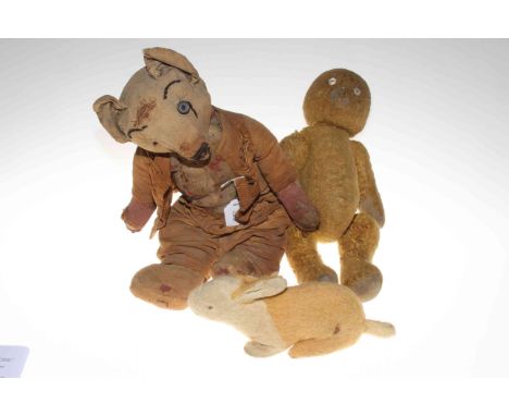 Three vintage soft toys.