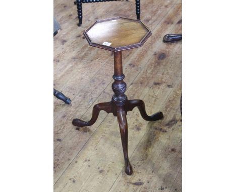 George III mahogany octagonal topped tripod kettle stand, 57cm by 26cm.
