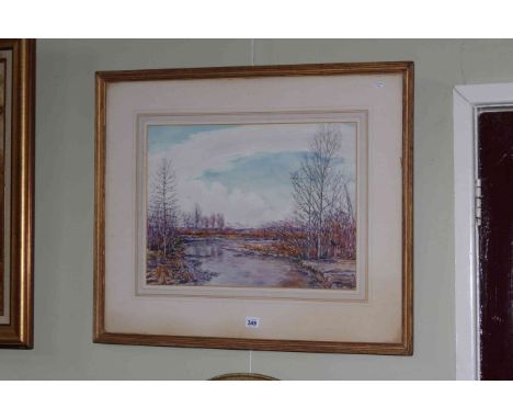 M. Worsley, Near Calgary, Alberta, Canada, watercolour, signed lower right and titled on label verso, 36cm by 49.5cm, in glaz