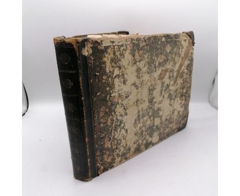 an antique scrap book of more than 250 engravings and prints, mostly 18thC including Teniers, Raphael, Rubens. Poussin and Va