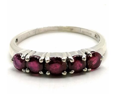 9ct white gold 5 stone ruby ring 