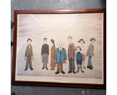 Framed hand signed limited edition print by artist L S Lowry entitled 'His Family' - 32" x 26". This print was from an editio