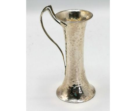 1907 silver arts &amp; crafts silver planished bud vase by Mappin &amp; Webb Ltd - 46g &amp; 4¼" high 