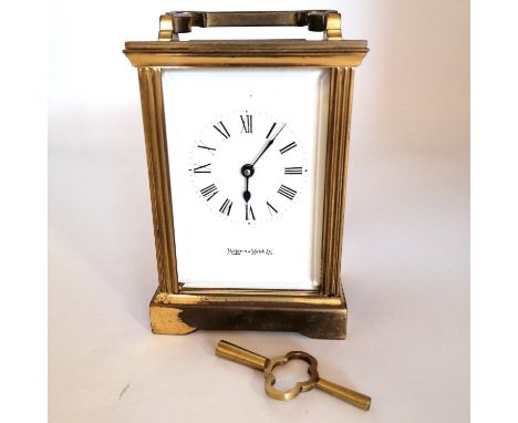 Brass cased Mappin &amp; Webb Ltd carriage clock with key (running) - height 4½" 