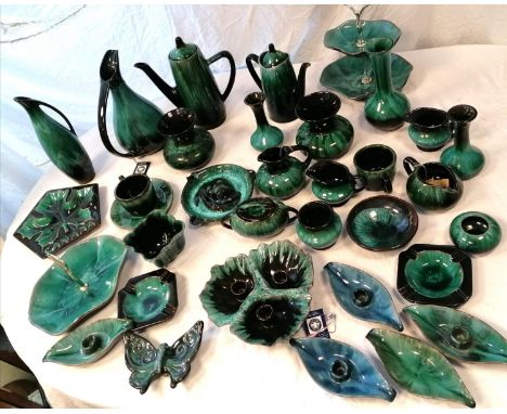 Blue Mountain pottery lot of 33 items inc butterfly dish &amp; american Indian ashtray 
