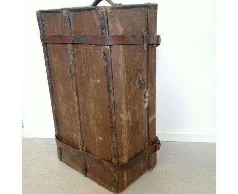 B Finnigans brown canvas and leather military trunk