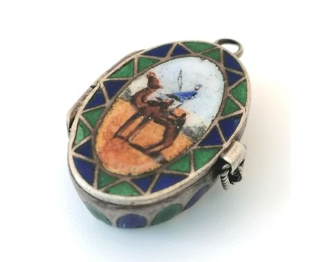 c1902 Saharan/ French foreign legion interest(Mehariste-camel mounted Dromedaries), Antique silver and enamel pendant with a 