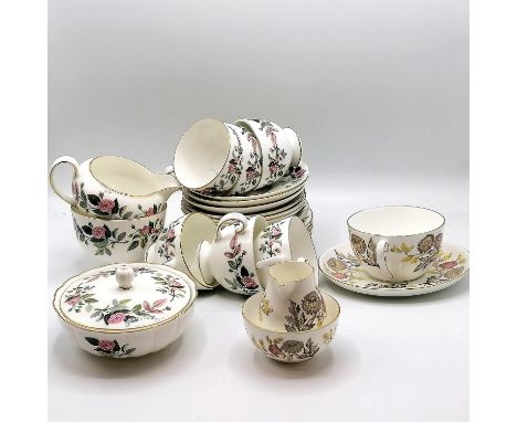 Wedgwood hathaway rose 6 cups 6 saucers cream sugar t/w wedgwood Lichfield cup saucer cream sugar 