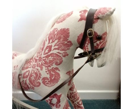 vintage fabric covered rocking horse 40" x 31" 