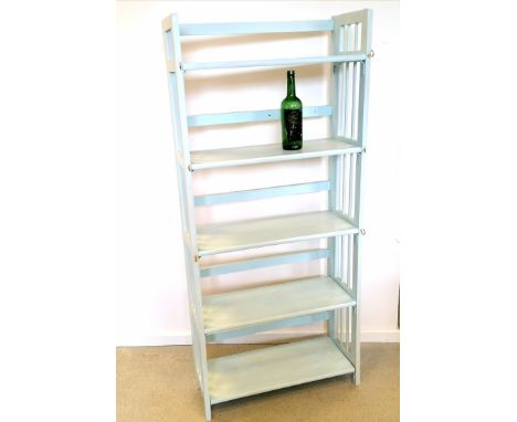 Tall blue painted folding shelf - 5 tier 